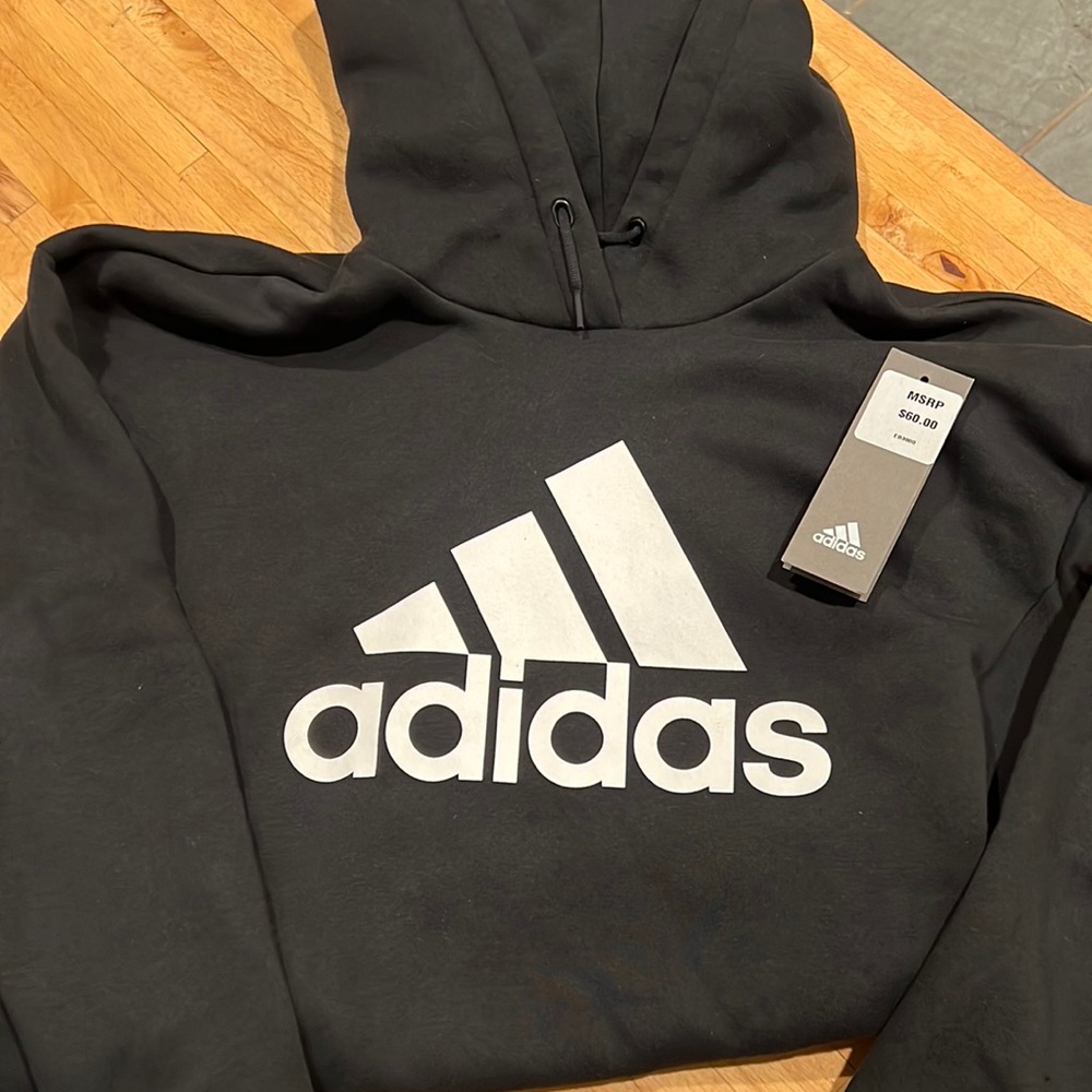 NWT (unattached) Adidas Logo Black Hoodie Sz S